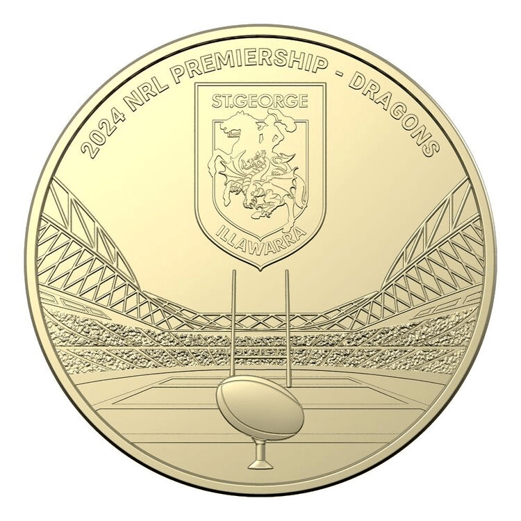 2024 NRL St George Illawarra Dragons $1 Team Coin in Card