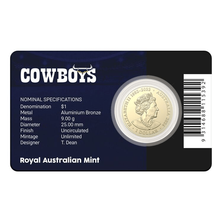2024 NRL North Queensland Cowboys $1 Team Coin in Card