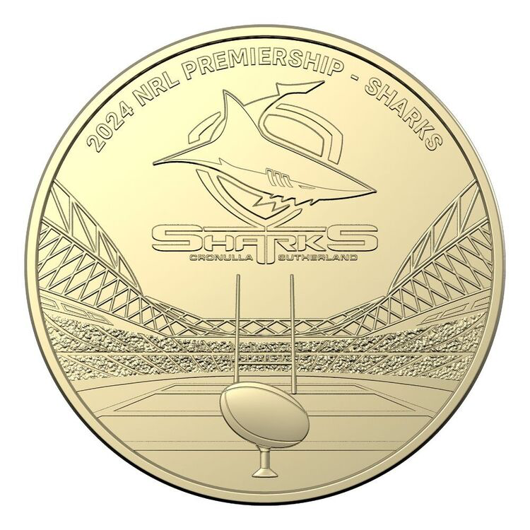 2024 NRL Cronulla-Sutherland Sharks $1 Team Coin in Card
