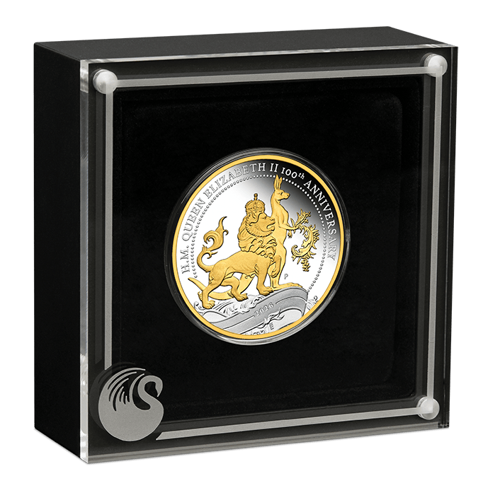 HM QEII 100th Anniversary Florin 2026 1oz Silver Proof Gilded Coin