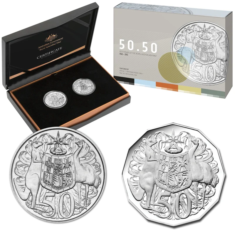 2015 50.50 — Fifty Years of the Royal Australian 50 Cent 2-Coin Proof Set