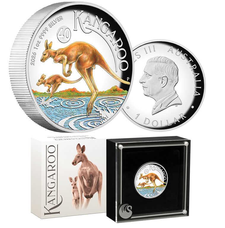 2026 1oz Australian Kangaroo Silver Proof High Relief Coloured Coin