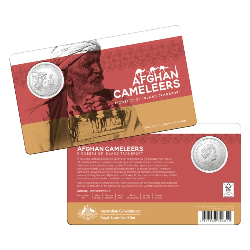 2020 Afghan Cameleers 50c UNC Carded