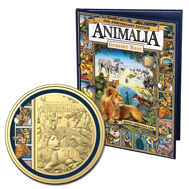 2021 Animalia 35th Anniversary 20c Gold Plated Unc Coin inc Special Edition Book