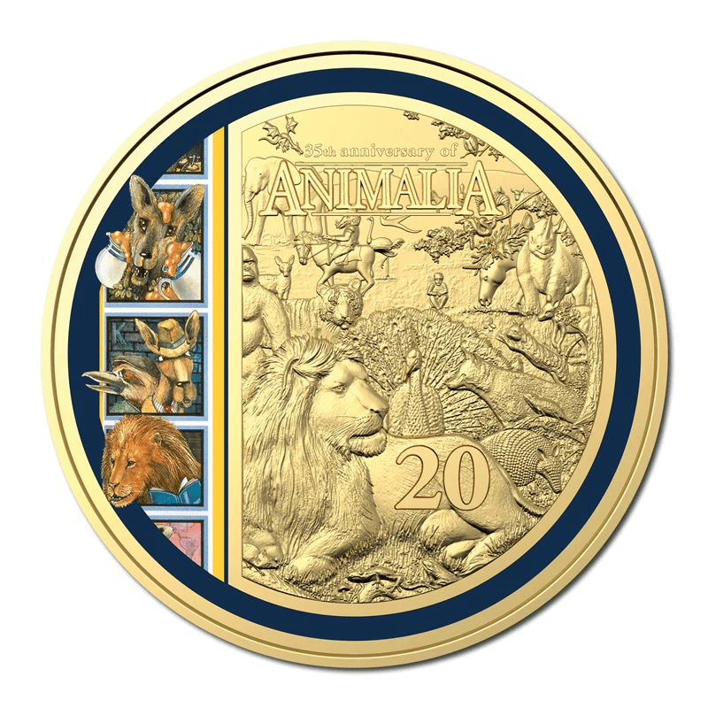 2021 Animalia 35th Anniversary 20c Gold Plated Unc Coin inc Special Edition Book