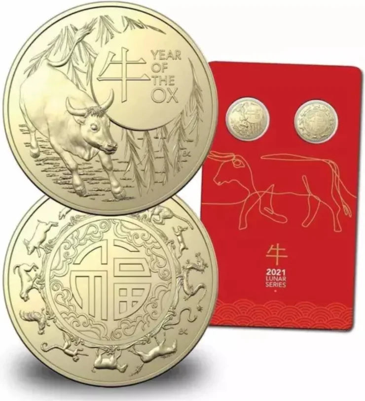 2021 $1 Year of the Ox Uncirculated Two Coin Set