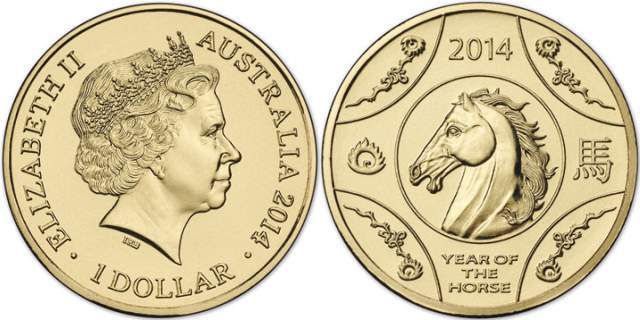2014 1 Dollar Uncirculated Coin Lunar Year of the Horse