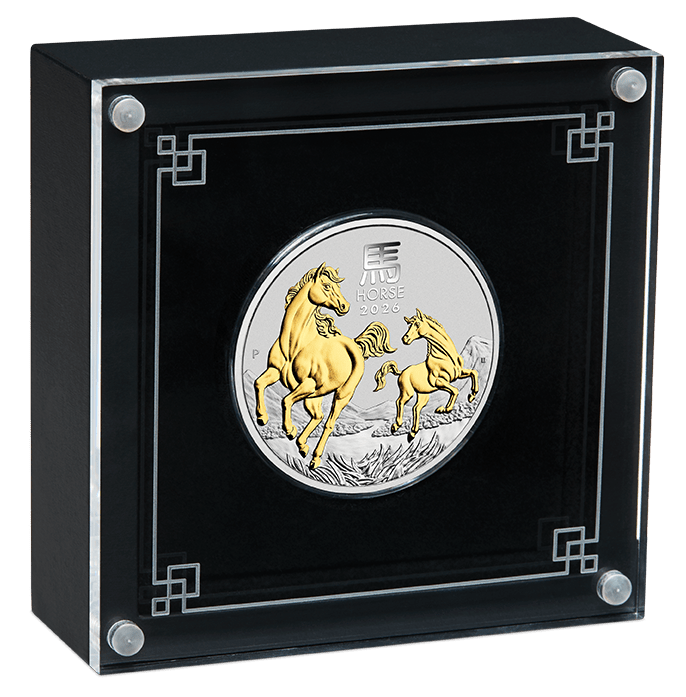 Australian Lunar Series III Year Of The Horse 2026 1oz Silver Gilded Coin - Nova Coins