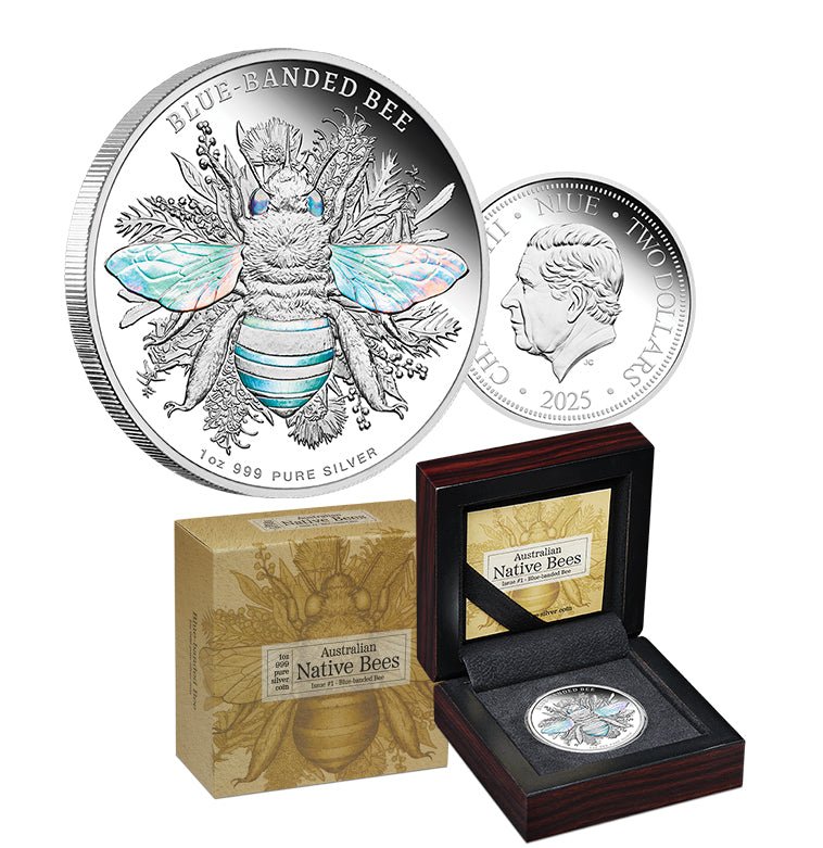 Australian Native Bees - Blue - banded Bee 2025 1oz Silver Proof Hologram Coin - Nova Coins