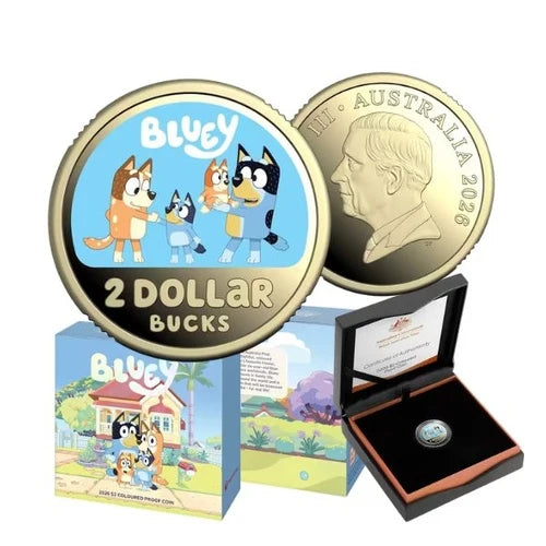 2026 Bluey $2 Coloured AlBr Proof Coin