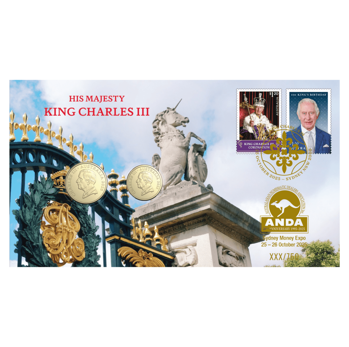 His Majesty King Charles III 2025 $2 & $1 PNC - Sydney ANDA Money Expo 25 - Nova Coins