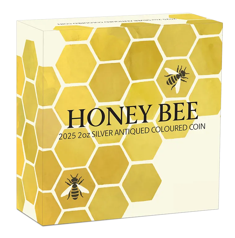 Honey Bee 2025 2oz Silver Antiqued Coloured Coin