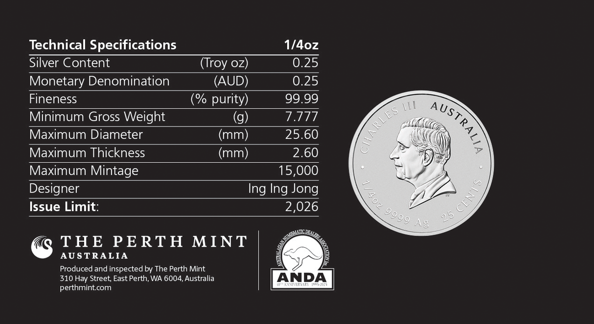 Australian Lunar III 2026 Year of the Horse 1/4oz Silver Coloured Coin in Card - Hobart ANDA Money Expo 25