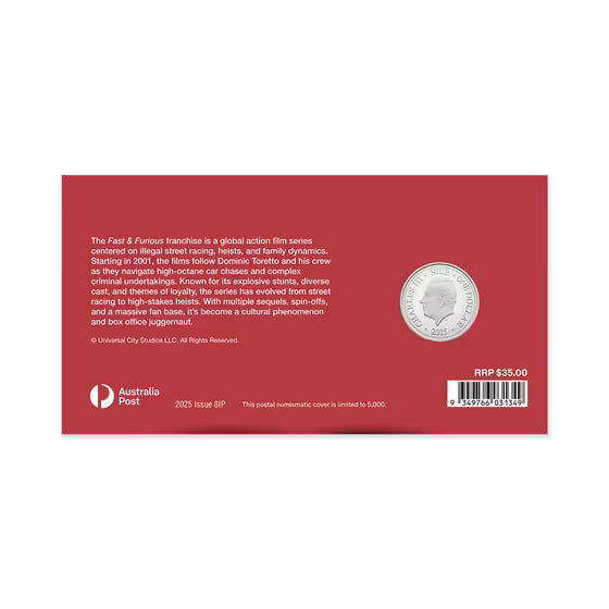 Fast and Furious Postal Numismatic Cover (PNC)