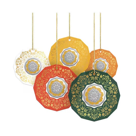 2024 Christmas Festive Florals 50c Coloured Coins - Orange