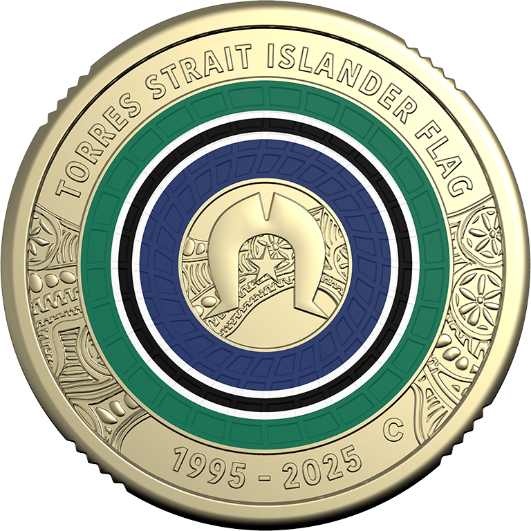 Torres Strait Islander Flag 2025 $2 Coloured C Mintmark Uncirc Coin Card - Nova Coins