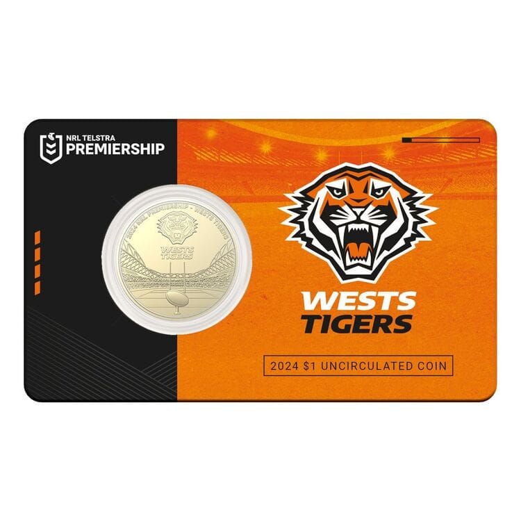 2024 NRL Wests Tigers $1 Team Coin in Card