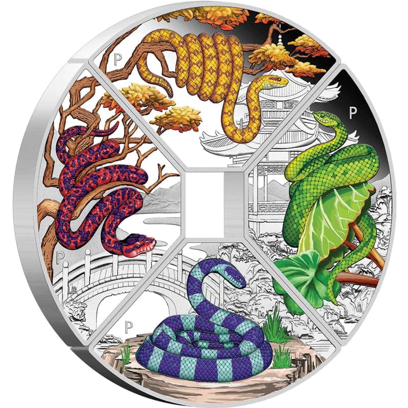 2025 Year Of The Snake Quadrant 1oz Silver Proof Coloured Four-Coin Set