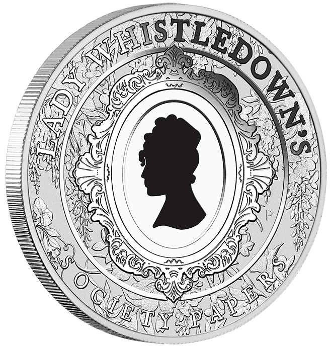 2026 1oz Bridgerton Lady Whistledown Coloured Silver Coin