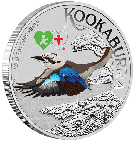 World Money Fair - Coin Show Special Australian Kookaburra 2026 1oz Silver Coloured Coin in Card