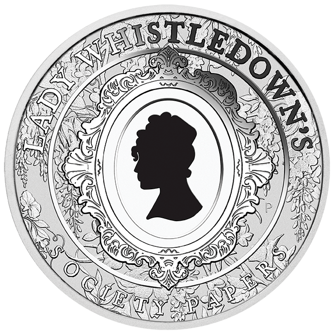 2026 1oz Bridgerton Lady Whistledown Coloured Silver Coin