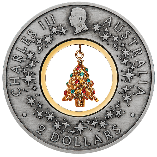 2025 $2 Santa’s Workshop 2oz Silver Antiqued Coloured Coin