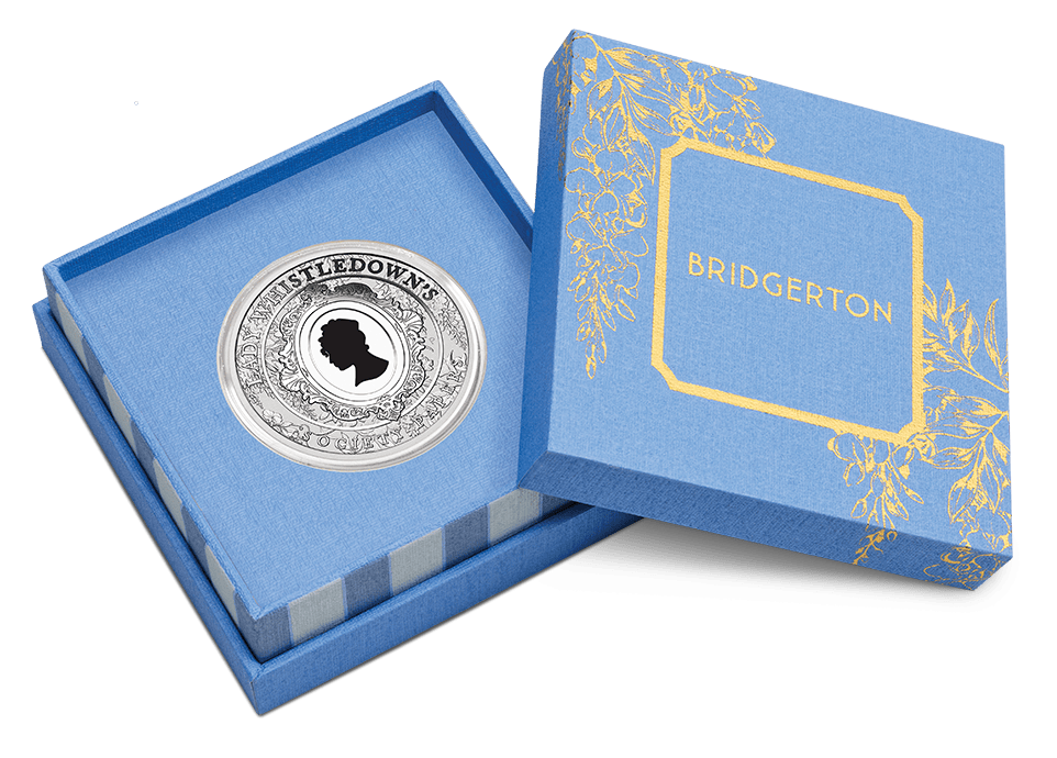 2026 1oz Bridgerton Lady Whistledown Coloured Silver Coin