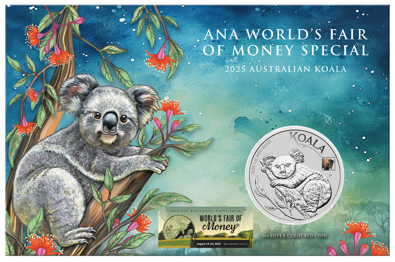 2025 ANA World’s Fair of Money Australian Koala $1 Privy Mark 1oz Silver Brilliant Uncirculated Coin