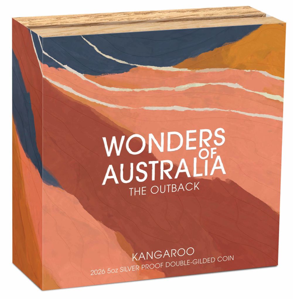 Australia The Outback 2026 $8 Kangaroo Double Gold-plated 5oz Silver Proof Coin
