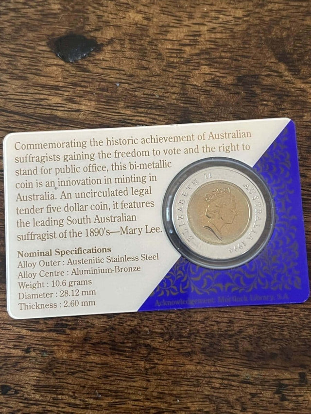 1994 $5 Enfranchisement of Women Bi - Metal Uncirculated Coin - Nova Coins