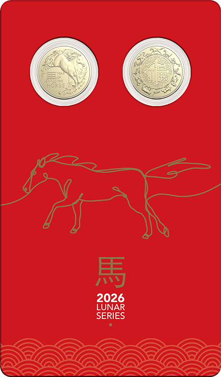 Lunar Series Year of the Horse 2026 $1 Unc Two Coin Set