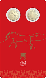 Lunar Series Year of the Horse 2026 $1 Unc Two Coin Set