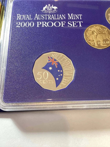 2000 Millennium Proof Year Set with coloured 50c