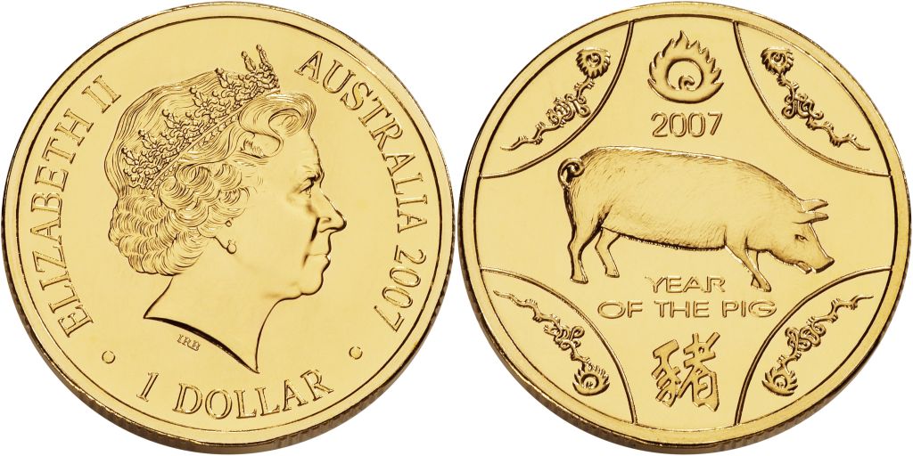 2007 1 Dollar Uncirculated Coin Lunar Year of the Pig