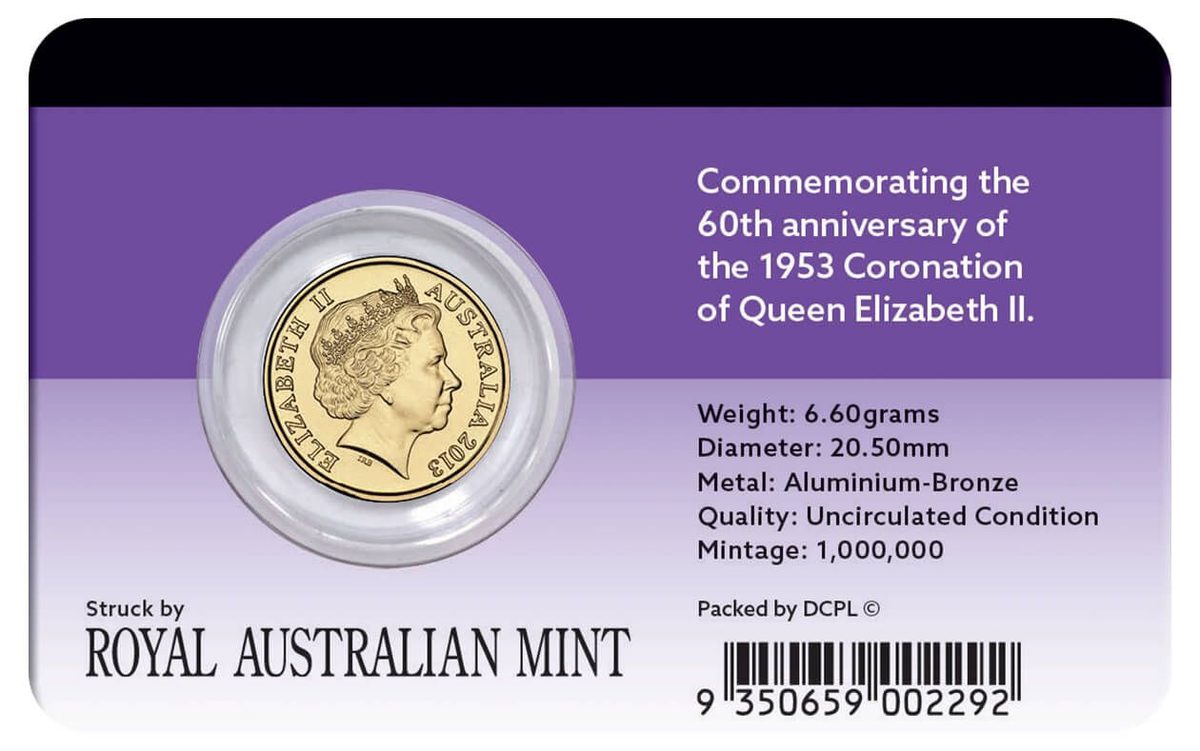 2013 $2 Queen Elizabeth II Coronation UNC Coin Pack - Back