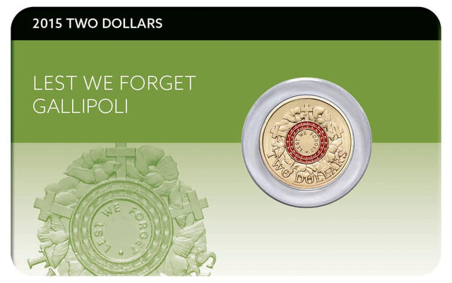 2015 $2 Lest We Forget Gallipoli UNC Coin Pack - Front