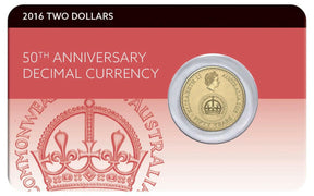 2016 $2 50th Anniversary Decimal Currency UNC Coin Pack - Front