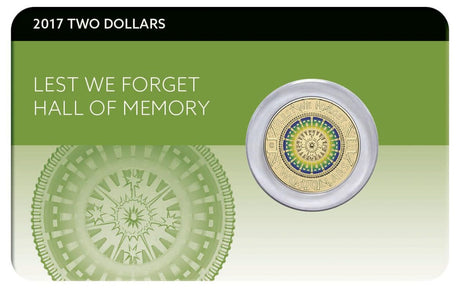 2017 $2 Lest We Forget Hall of Memory UNC Coin Pack - Front