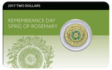 2017 $2 Remembrance Day Sprig of Rosemary UNC Coin Pack - Front