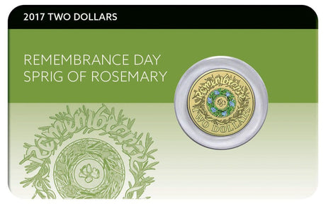 2017 $2 Remembrance Day Sprig of Rosemary UNC Coin Pack - Front