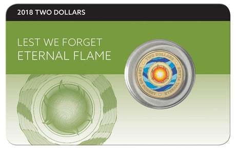 2018 $2 Lest We Forget Eternal Flame UNC Coin Pack - Front