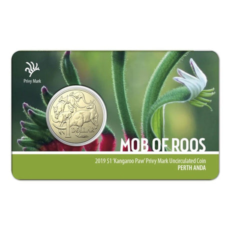 2019 $1 Mob of Roos - 'Kangaroo Paw' Privy Mark - Unc Coin - Perth ANDA - Nova Coins