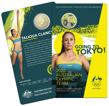 2020 Australian Olympic Team $1 Coloured Carded Coin - Nova Coins