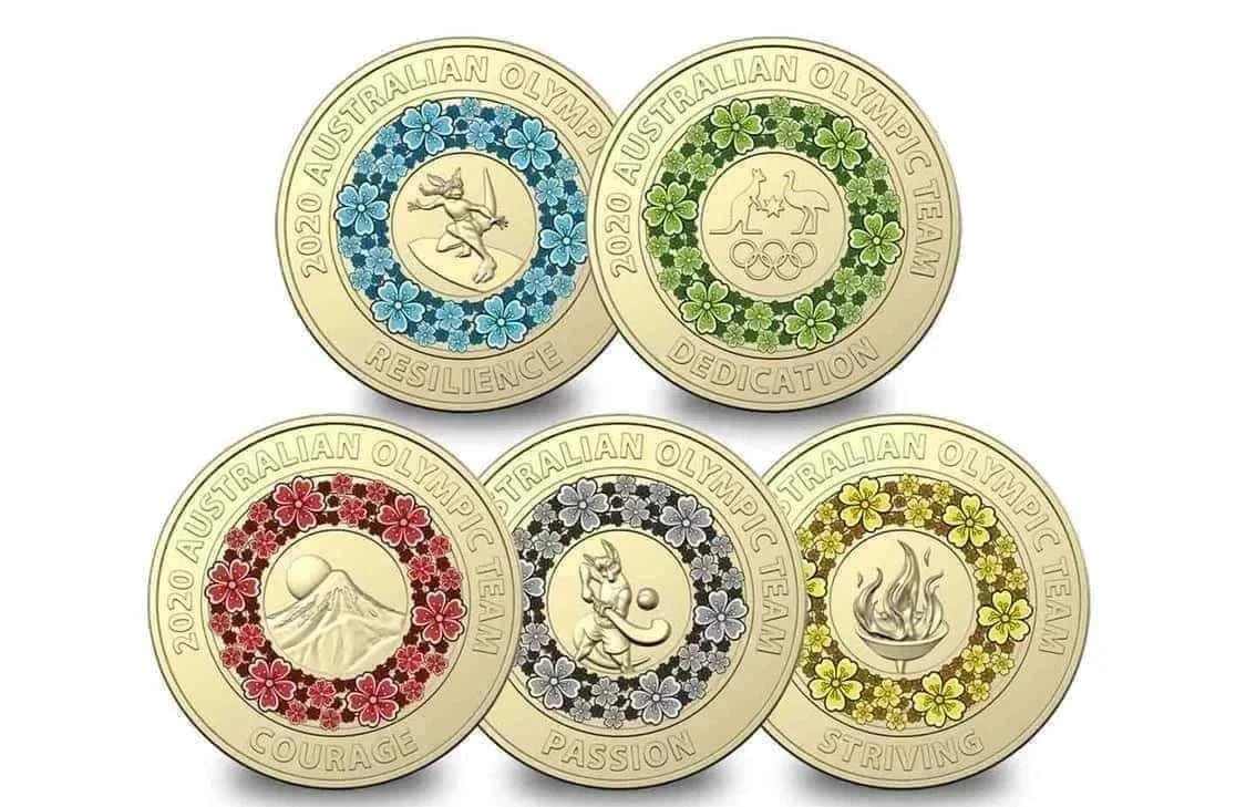 2020 Tokyo Olympic $2 Coloured Coin Collection - Nova Coins
