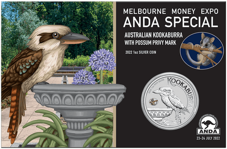 2022 $1 Kookaburra ANDA Melbourne Money Expo Coloured Possum Privy - Nova Coins