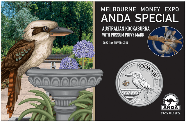 2022 $1 Kookaburra ANDA Melbourne Money Expo Coloured Possum Privy - Nova Coins