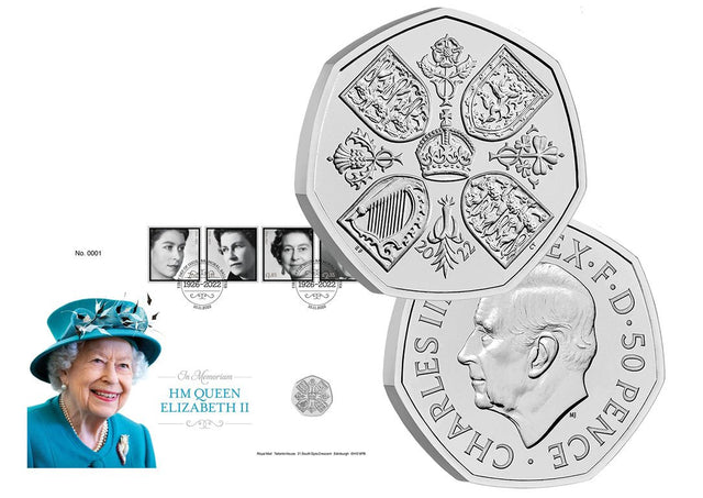 2022 In Memoriam: Her Majesty the Queen 50p BUNC Coin Cover - Nova Coins