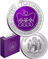 2022 Malta €10 Queen Elizabeth II's Platinum Jubilee Coloured Silver Proof Coin - Nova Coins