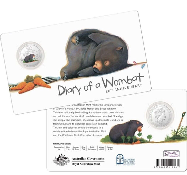 2022 Twenty Cent 20th Anniversary of Diary of a Wombat Uncirculated - Nova Coins