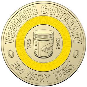 2023 $2 dollar Vegemite Centenary Yellow - Nova Coins